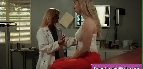  Sexy and horny blonde lesbian sluts Serene Siren, Verronica Kirei fucking deep and tender in the doctor office